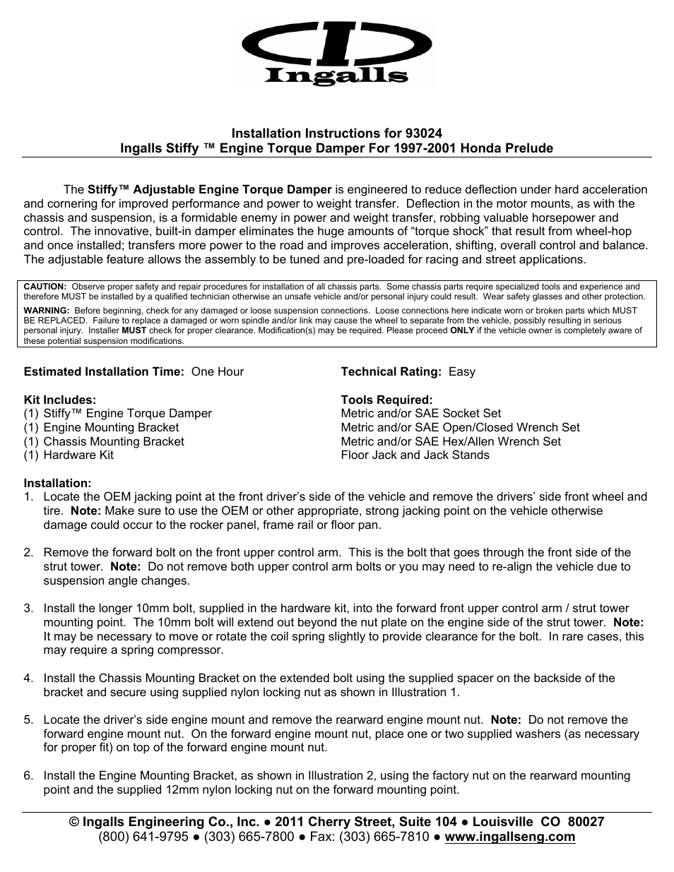 Ingalls 93024 User Manual | 3 pages