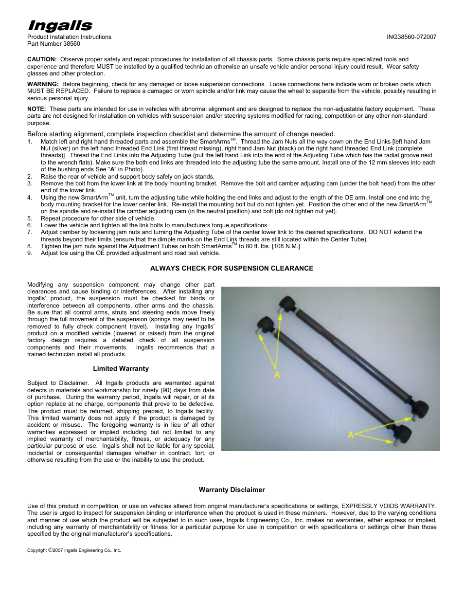 Ingalls 38560 User Manual | 1 page