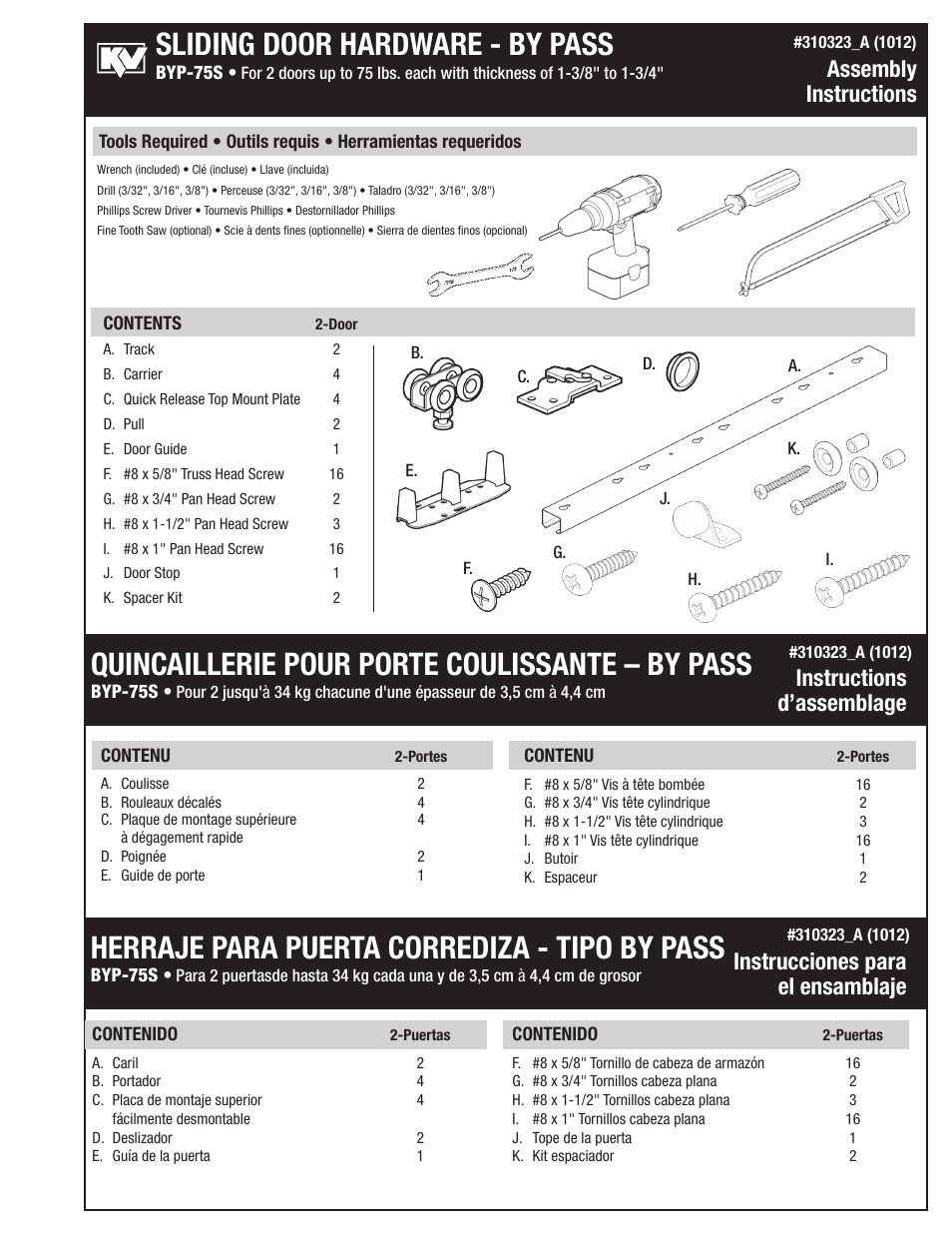 Knape&Vogt BYP-75S Series User Manual | 4 pages