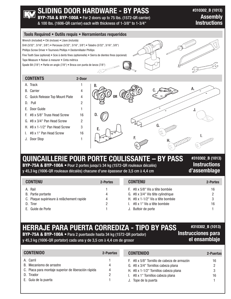 Knape&Vogt BYP-100A Series User Manual | 4 pages