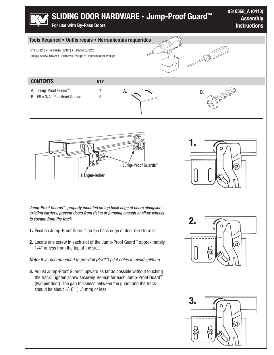 Knape&Vogt PB-0340 Jump-proof guard User Manual | 2 pages