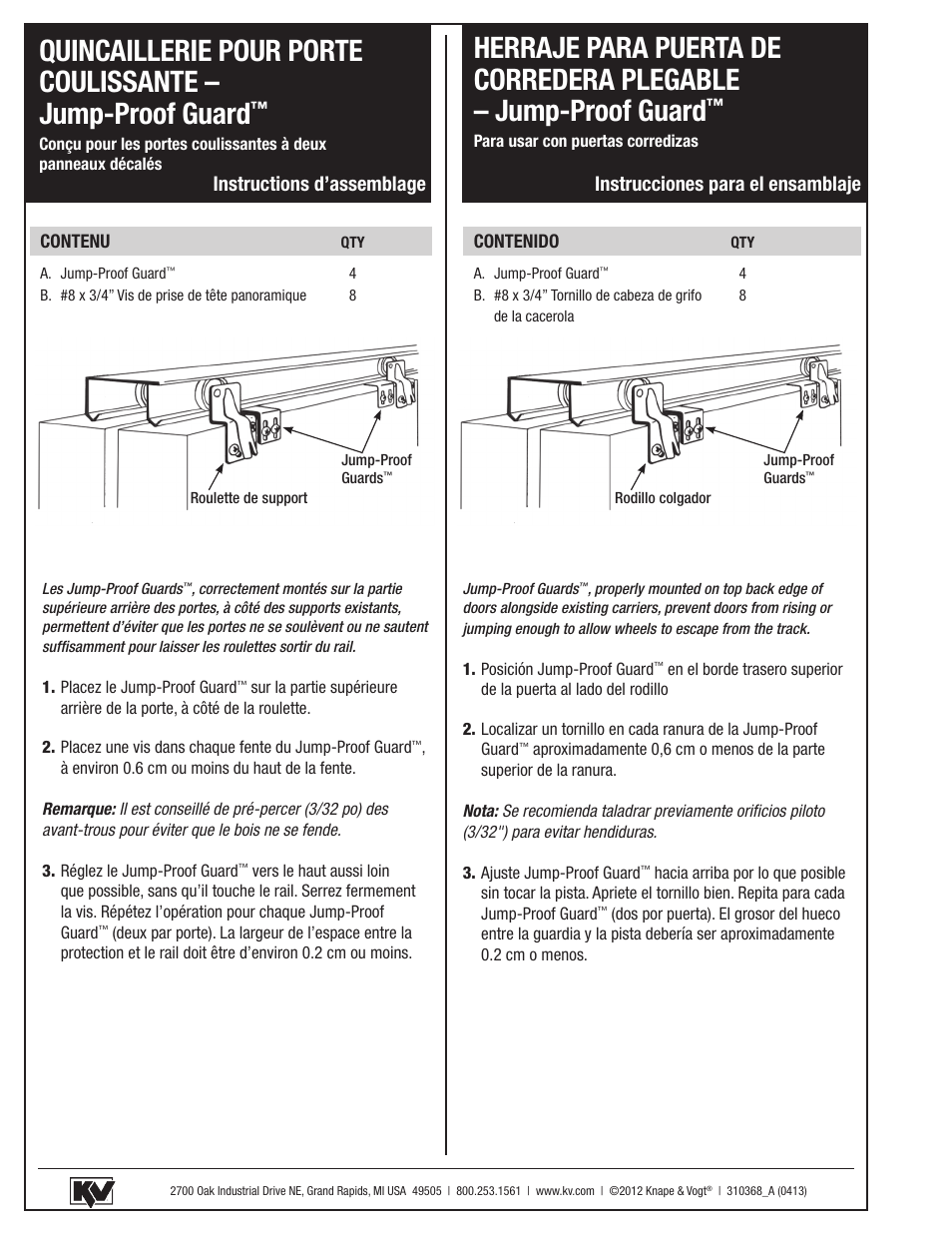 Knape&Vogt PB-0340 Jump-proof guard User Manual | Page 2 / 2