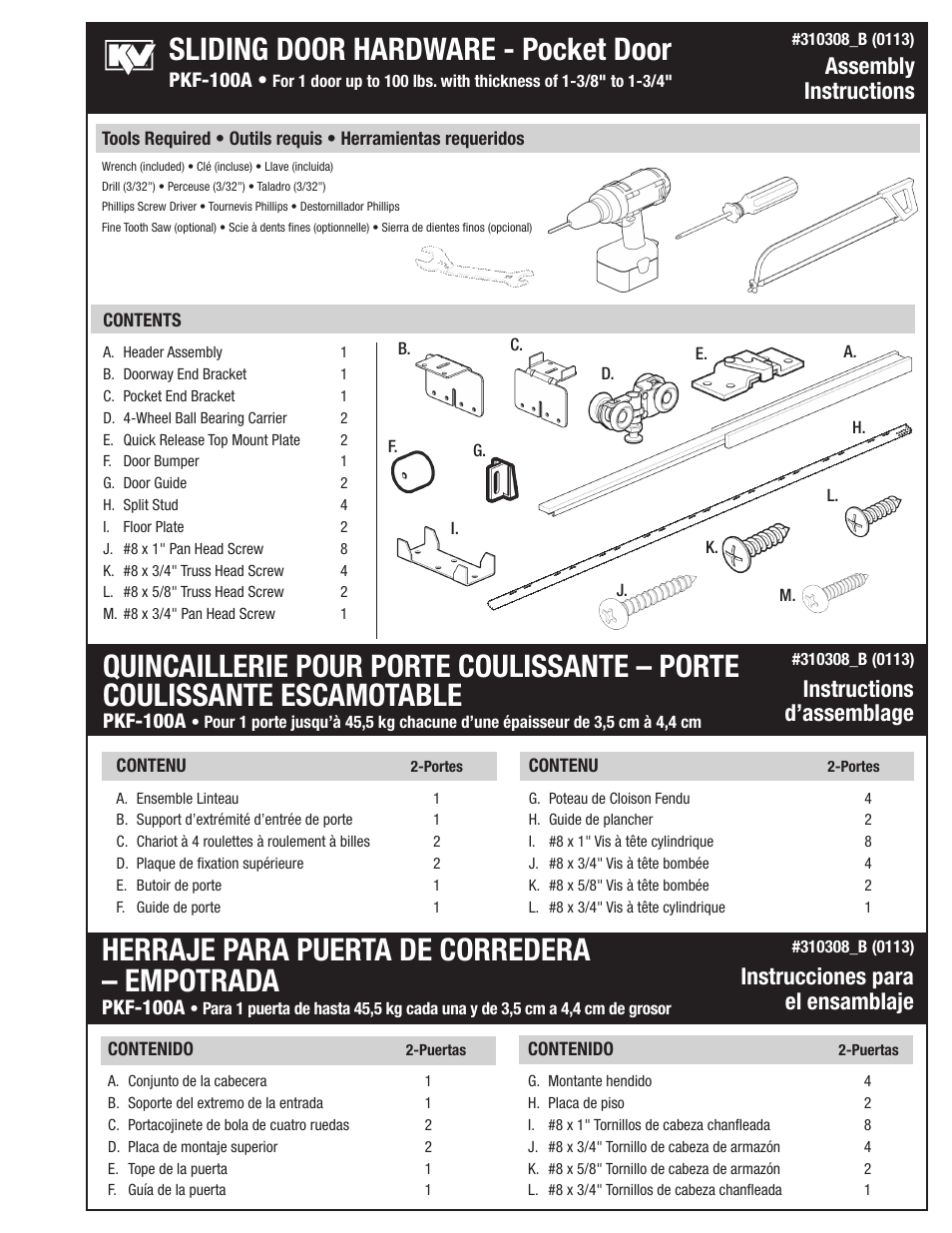 Knape&Vogt PKF-100 Series User Manual | 6 pages
