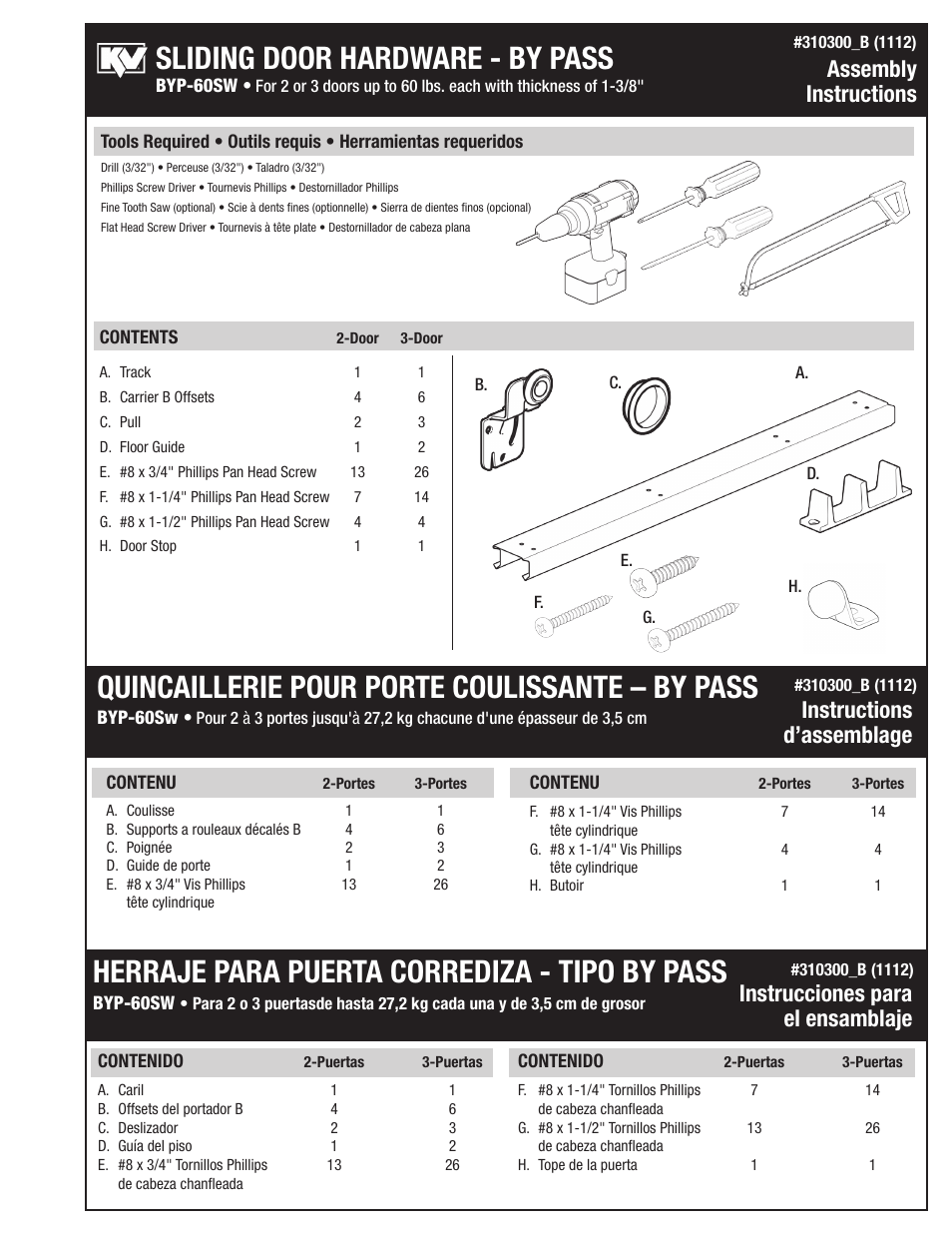 Knape&Vogt BYP-60SW Series User Manual | 4 pages