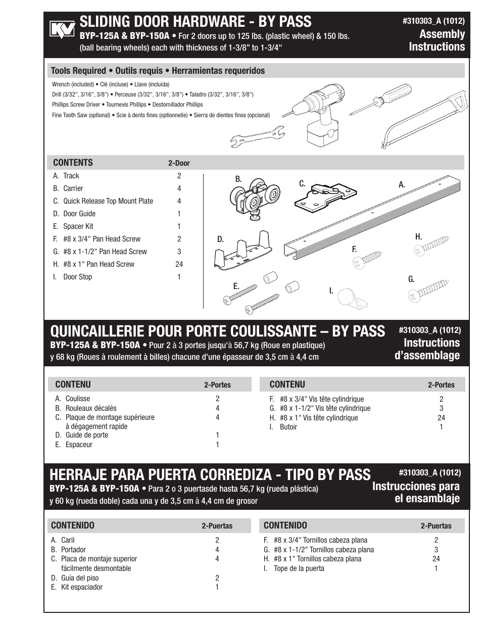 Knape&Vogt BYP-150A Series User Manual | 4 pages