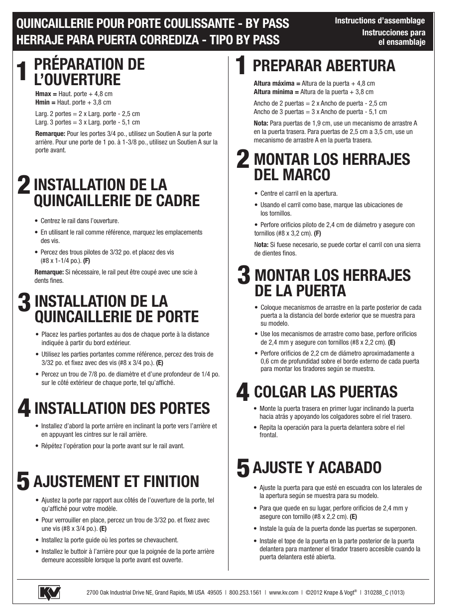 Préparation de l’ouverture preparar abertura | Knape&Vogt BYP-60S Series User Manual | Page 4 / 4