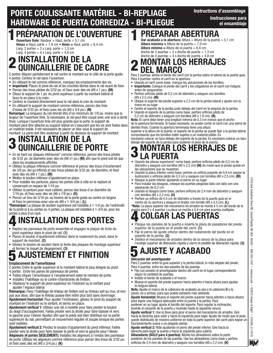 Knape&Vogt PB-1618 Top and bottom pivot assemblies User Manual | Page 4 / 4