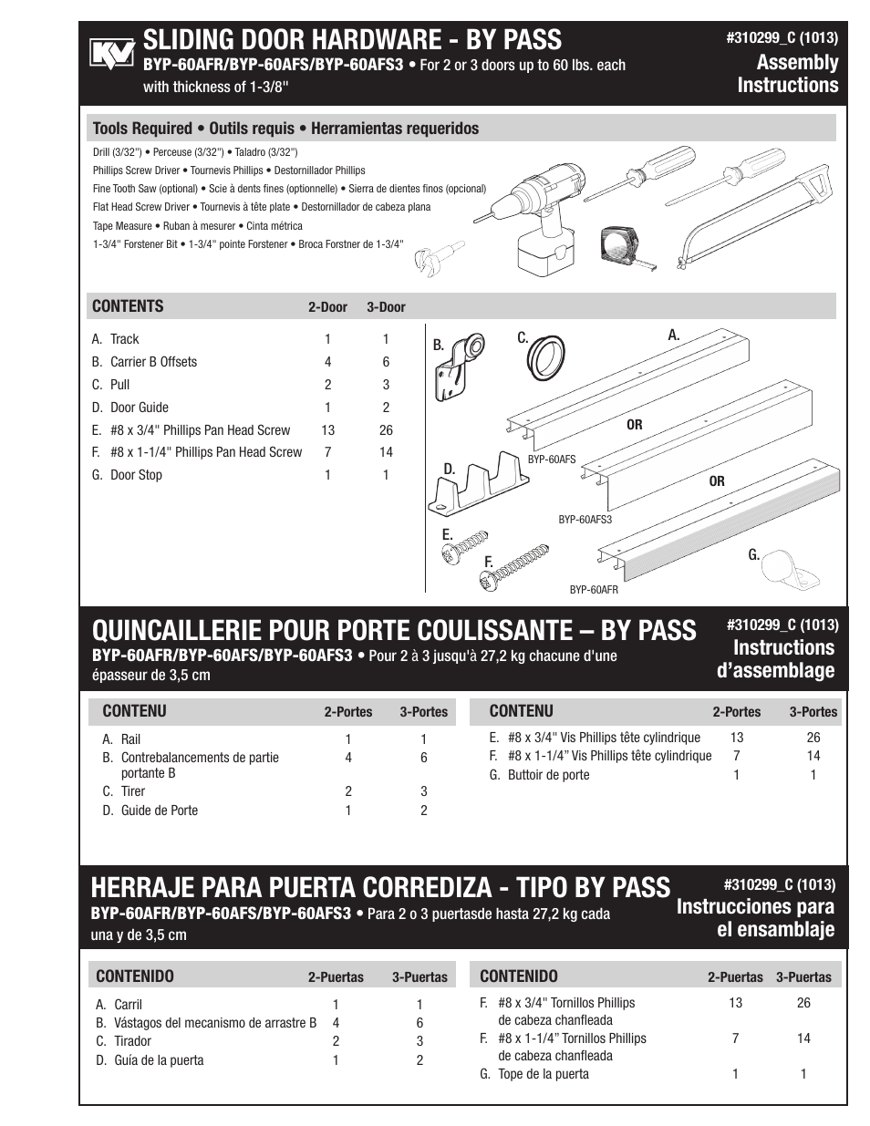 Knape&Vogt BYP-60AFS3 Series User Manual | 4 pages