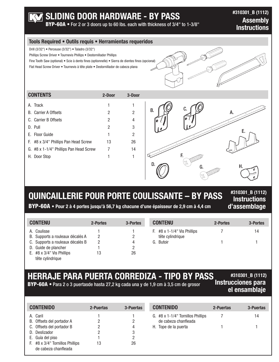 Knape&Vogt BYP-60A Series User Manual | 4 pages