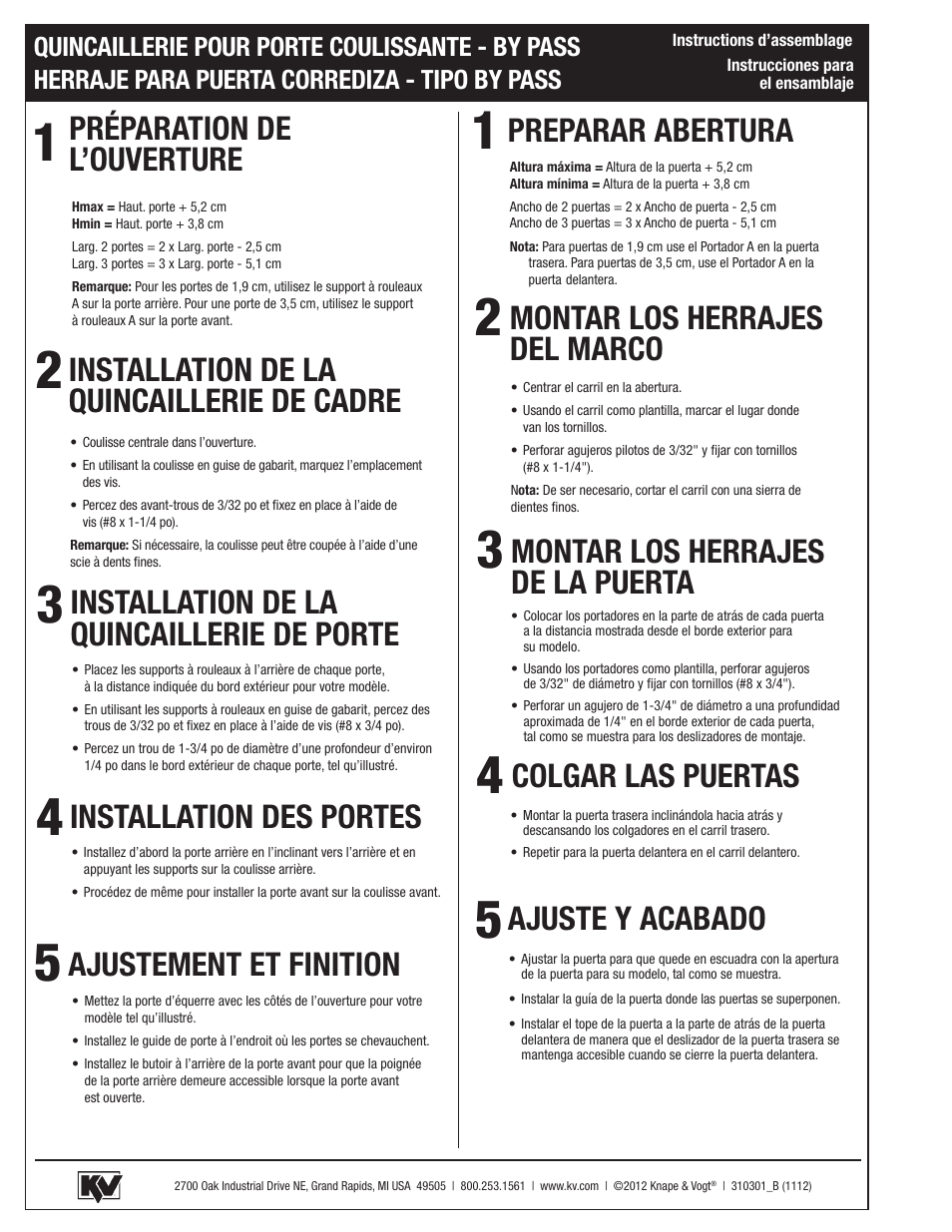 Préparation de l’ouverture preparar abertura | Knape&Vogt BYP-60A Series User Manual | Page 4 / 4