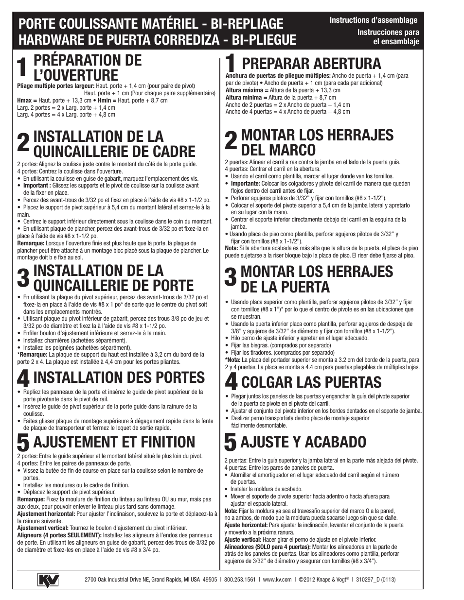 Instructions d’assemblage instrucciones de montaje | Knape&Vogt BIF-125A Series User Manual | Page 4 / 4