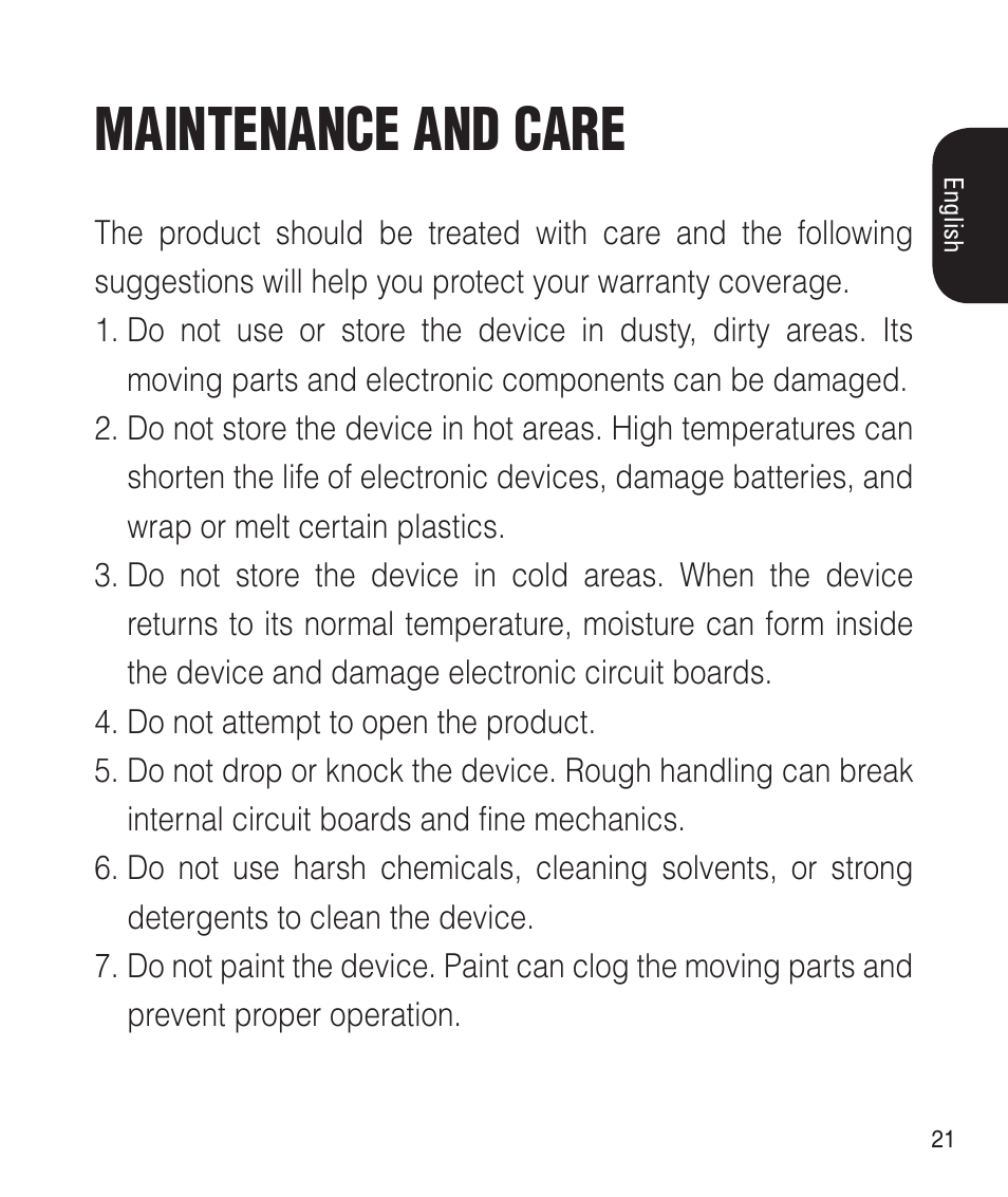 Maintenance and care | Sena Bluetooth SM10 v1.1 User's Guide User Manual | Page 21 / 36