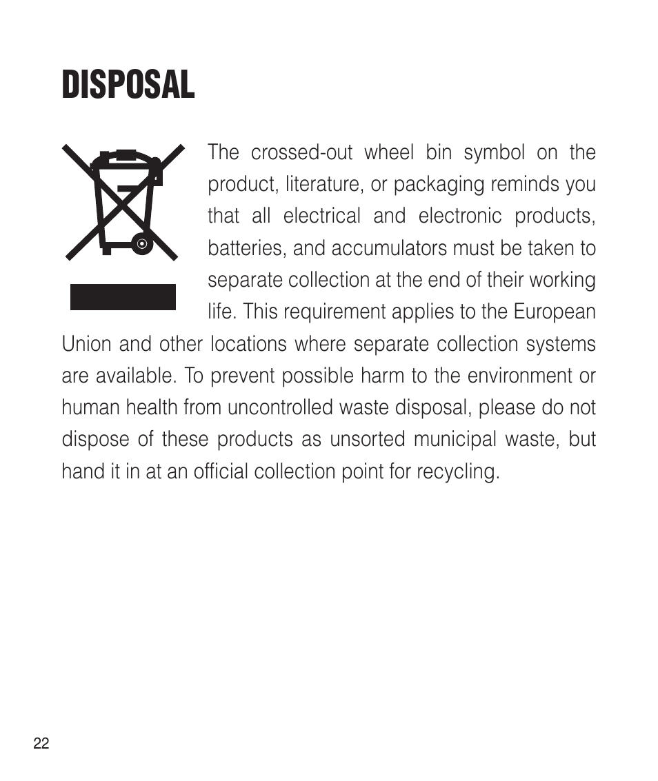 Disposal | Sena Bluetooth SM10 v1.1 User's Guide User Manual | Page 22 / 36
