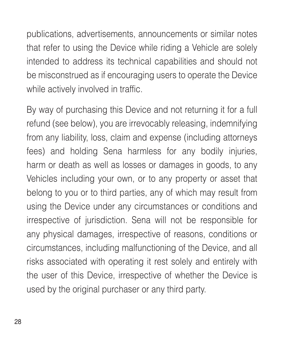 Sena Bluetooth SM10 v1.1 User's Guide User Manual | Page 28 / 36