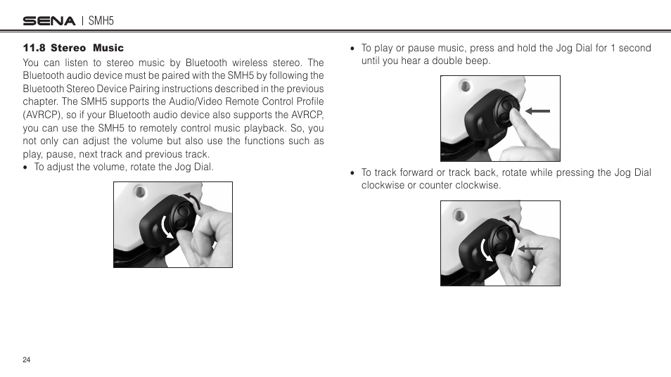 8 stereo music | Sena Bluetooth SMH5 v1.3 User's Guide User Manual | Page 23 / 34