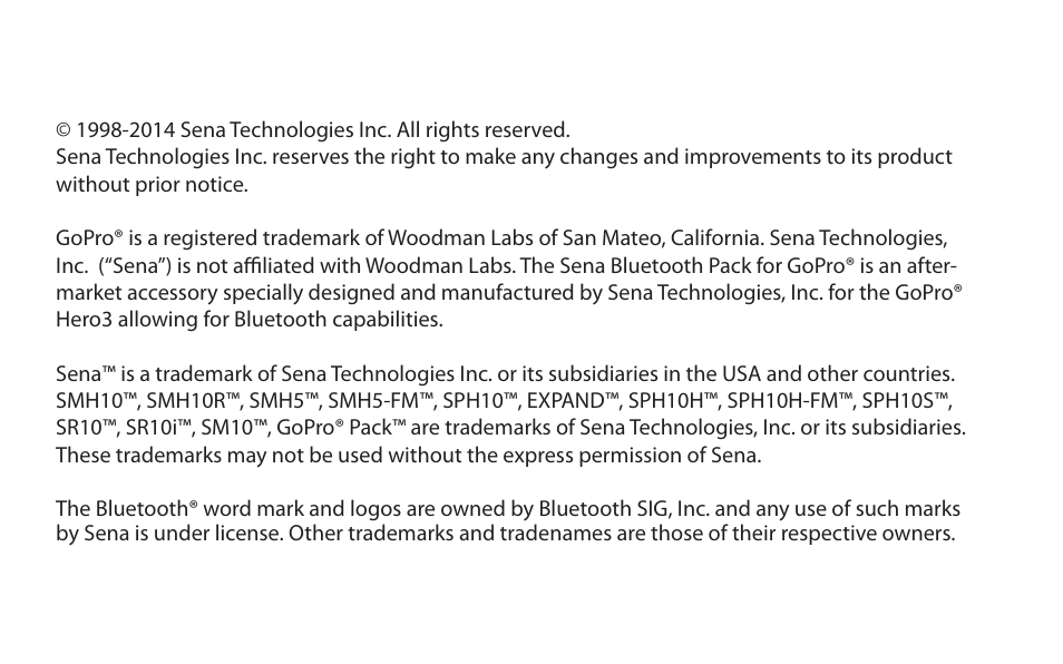 Sena Bluetooth Bluetooth Audio Pack v1.0 User's Guide User Manual | Page 2 / 28