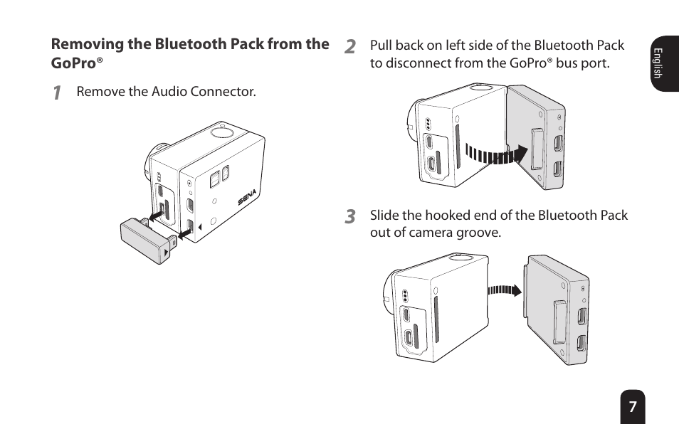 Removing the bluetooth pack from the gopro | Sena Bluetooth Bluetooth Audio Pack v1.0 User's Guide User Manual | Page 7 / 28