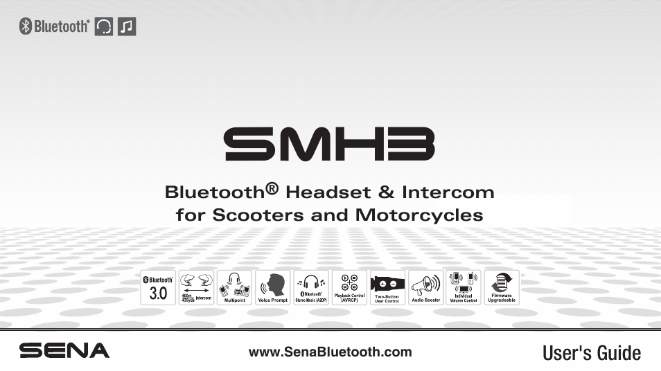 Sena Bluetooth SMH3 1.0 User's Guide User Manual | 27 pages