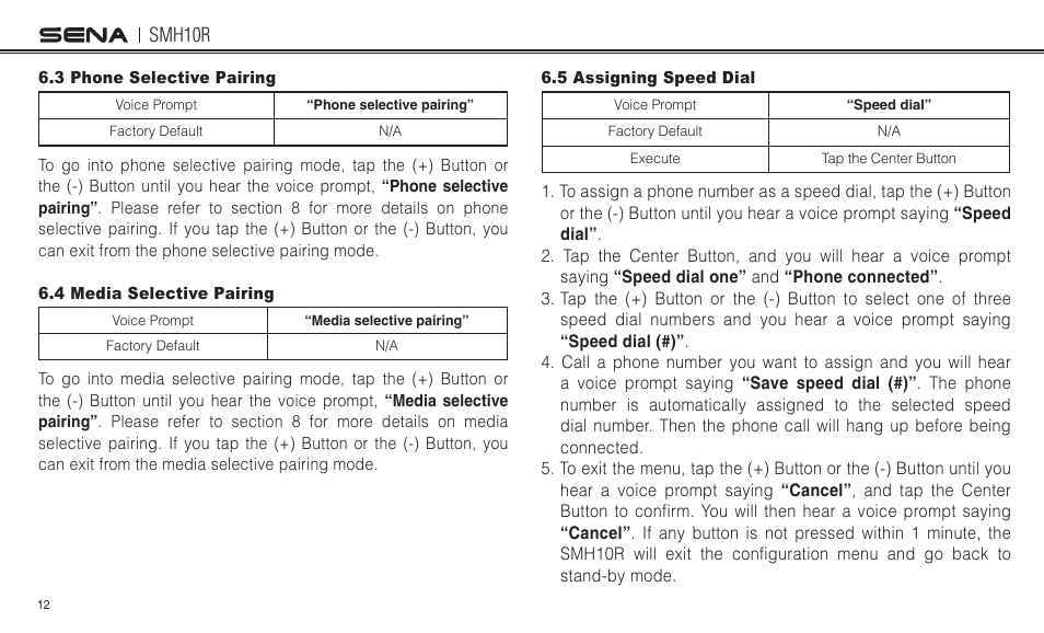 Sena Bluetooth SMH10R v4.3 User's Guide User Manual | Page 12 / 51