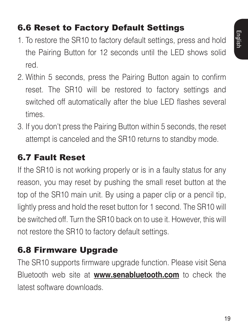 Sena Bluetooth SR10 v1.2 User's Guide User Manual | Page 18 / 33