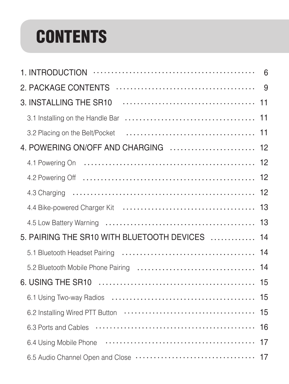 Sena Bluetooth SR10 v1.2 User's Guide User Manual | Page 3 / 33