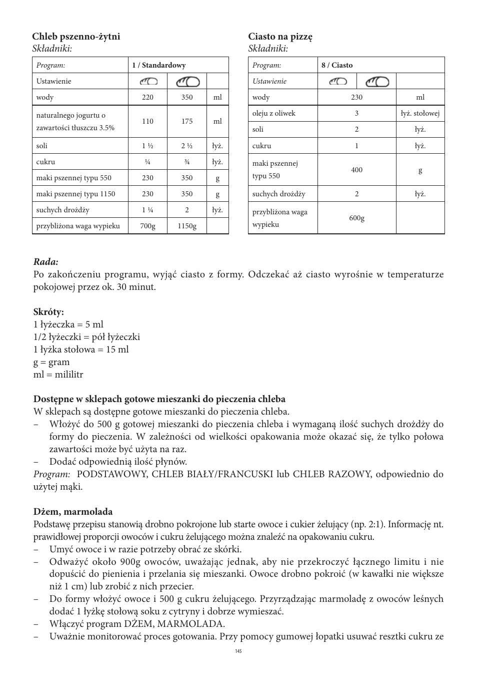 Ciasto na pizzę składniki | SEVERIN BM 3990 User Manual | Page 145 / 180