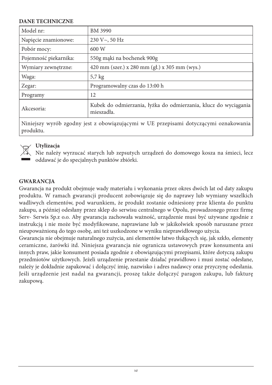 SEVERIN BM 3990 User Manual | Page 147 / 180