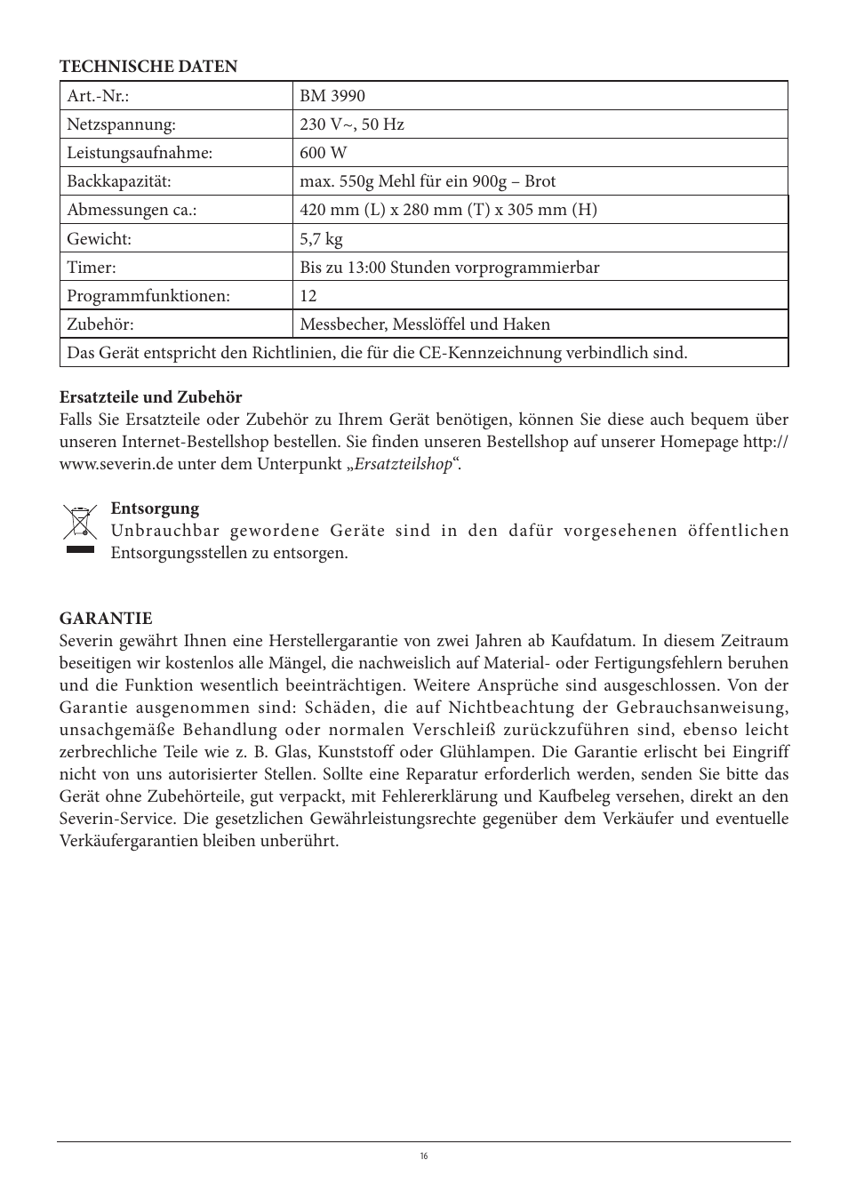 SEVERIN BM 3990 User Manual | Page 16 / 180
