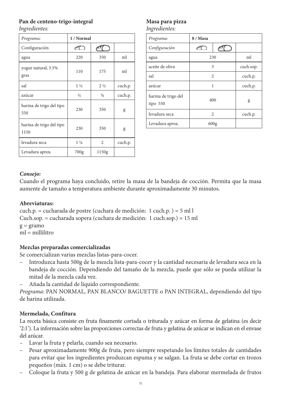Masa para pizza ingredientes | SEVERIN BM 3990 User Manual | Page 73 / 180