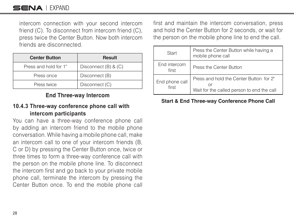 Expand | Sena Bluetooth EXPAND v1.0 User's Guide User Manual | Page 28 / 42