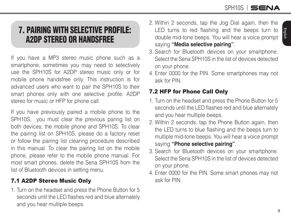 Sena Bluetooth SPH10S v4.1 User's Guide User Manual | Page 10 / 35