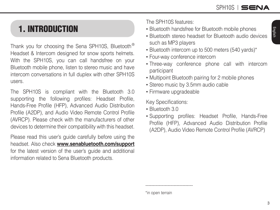 Introduction | Sena Bluetooth SPH10S v4.1 User's Guide User Manual | Page 4 / 35