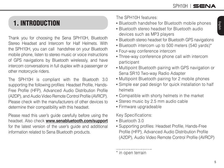 Introduction | Sena Bluetooth SPH10H v4.2 User's Guide User Manual | Page 4 / 43