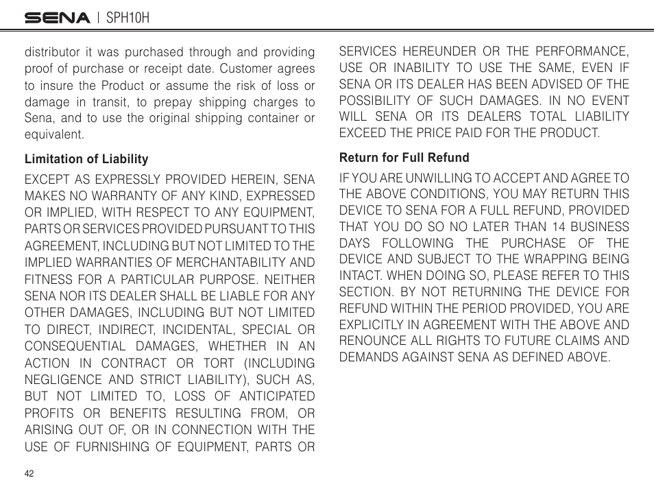 Sena Bluetooth SPH10H v4.2 User's Guide User Manual | Page 41 / 43
