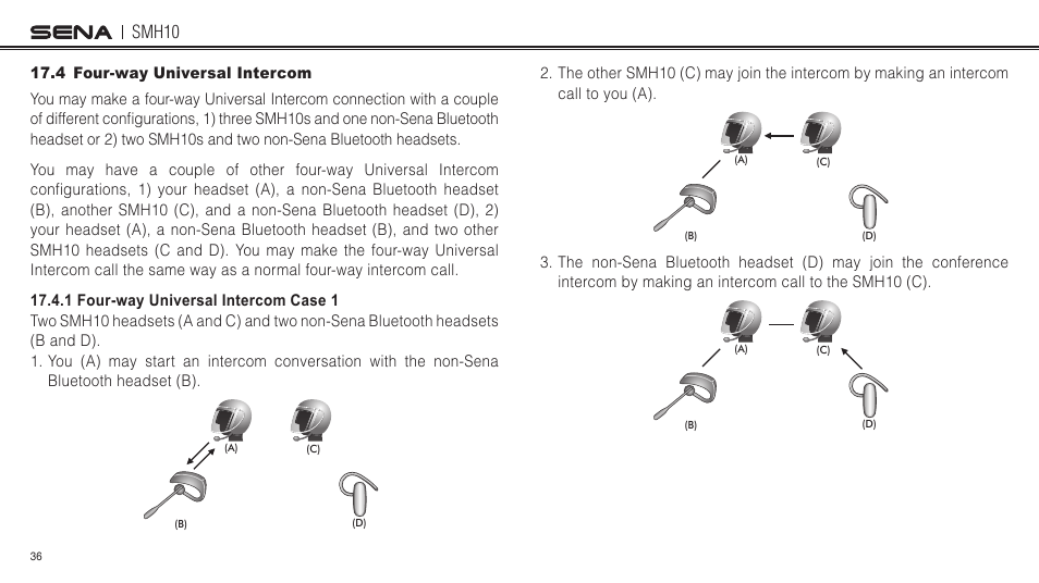4 four-way universal intercom, Smh10 | Sena Bluetooth SMH10 v5.0 User's Guide User Manual | Page 35 / 55