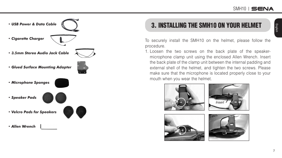 Installing the smh10 on your helmet, Smh10 | Sena Bluetooth SMH10 v5.0 User's Guide User Manual | Page 6 / 55