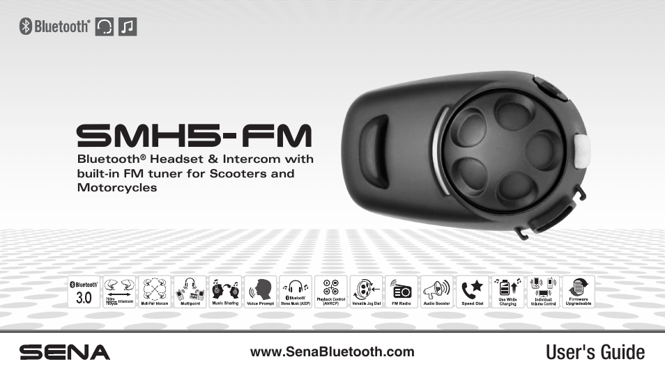 Sena Bluetooth SMH5-FM v1.3 User's Guide User Manual | 37 pages