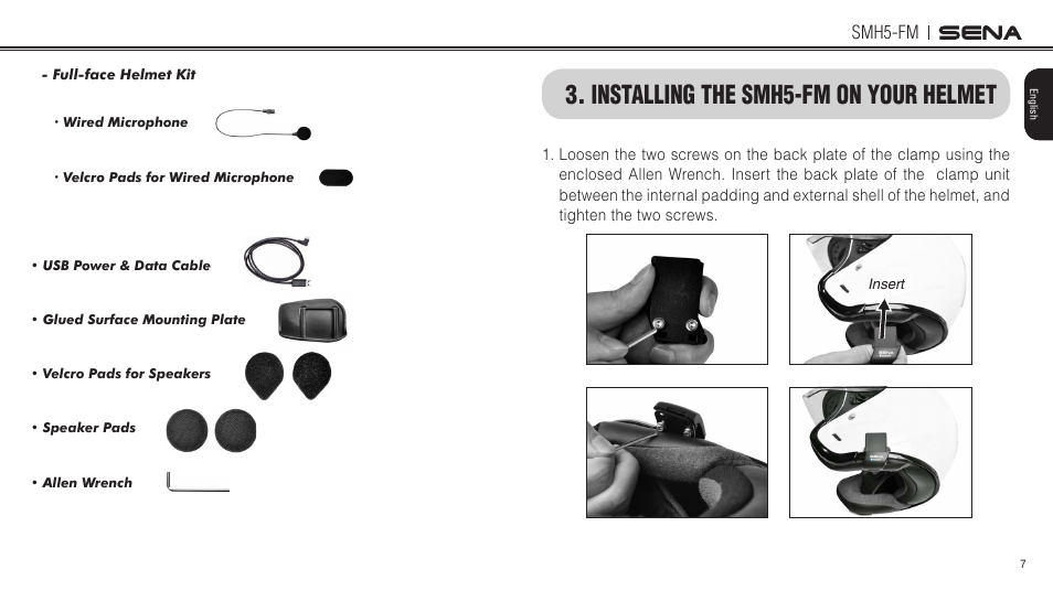 Installing the smh5-fm on your helmet, Smh5-fm | Sena Bluetooth SMH5-FM v1.3 User's Guide User Manual | Page 6 / 37