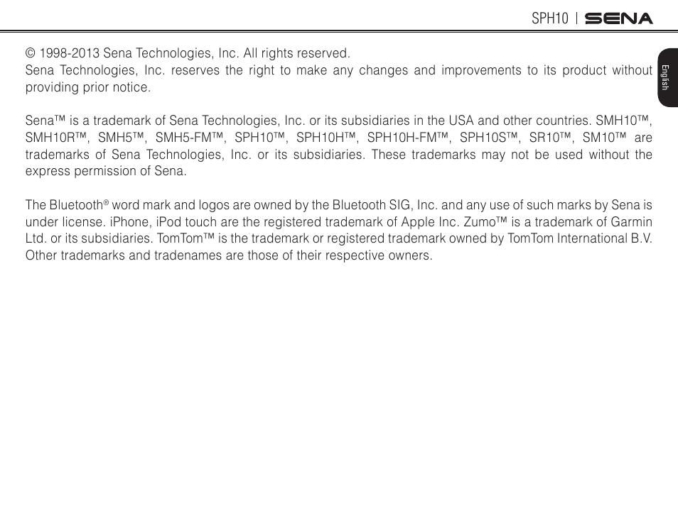 Sph10 | Sena Bluetooth SPH10 v4.2 User's Guide User Manual | Page 2 / 42
