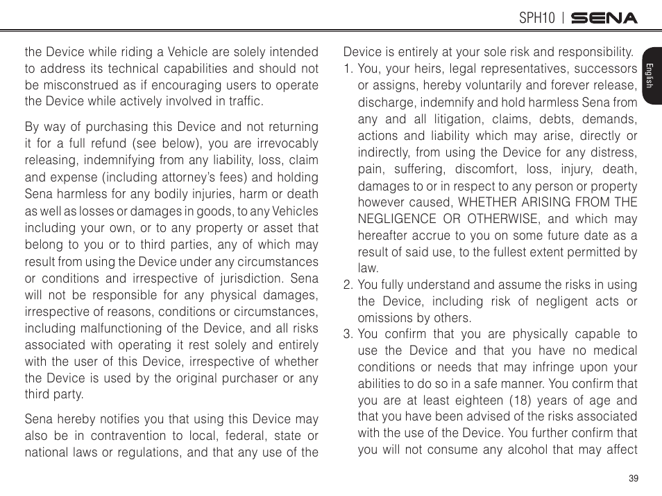 Sph10 | Sena Bluetooth SPH10 v4.2 User's Guide User Manual | Page 38 / 42