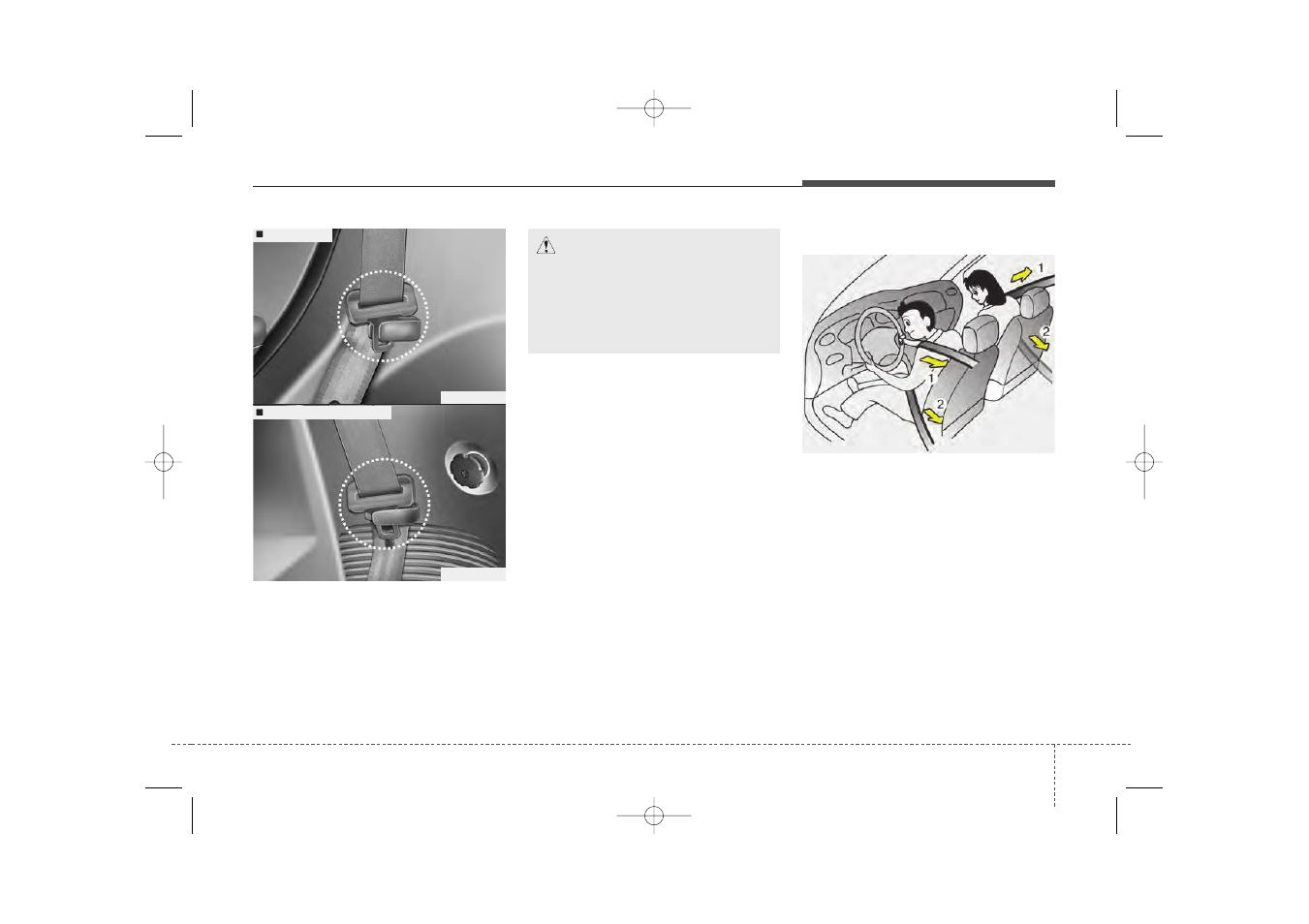 Safety features of your vehicle, Caution | KIA Sorento 2014 User Manual | Page 45 / 508