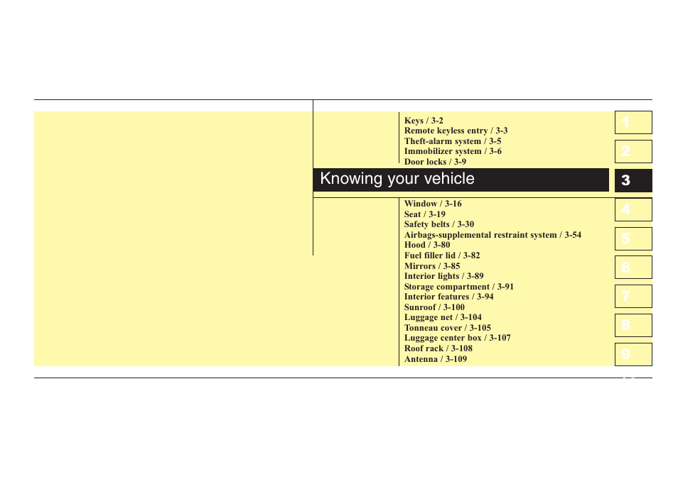 Knowing your vehicle | KIA Sportage 2008 User Manual | Page 10 / 350