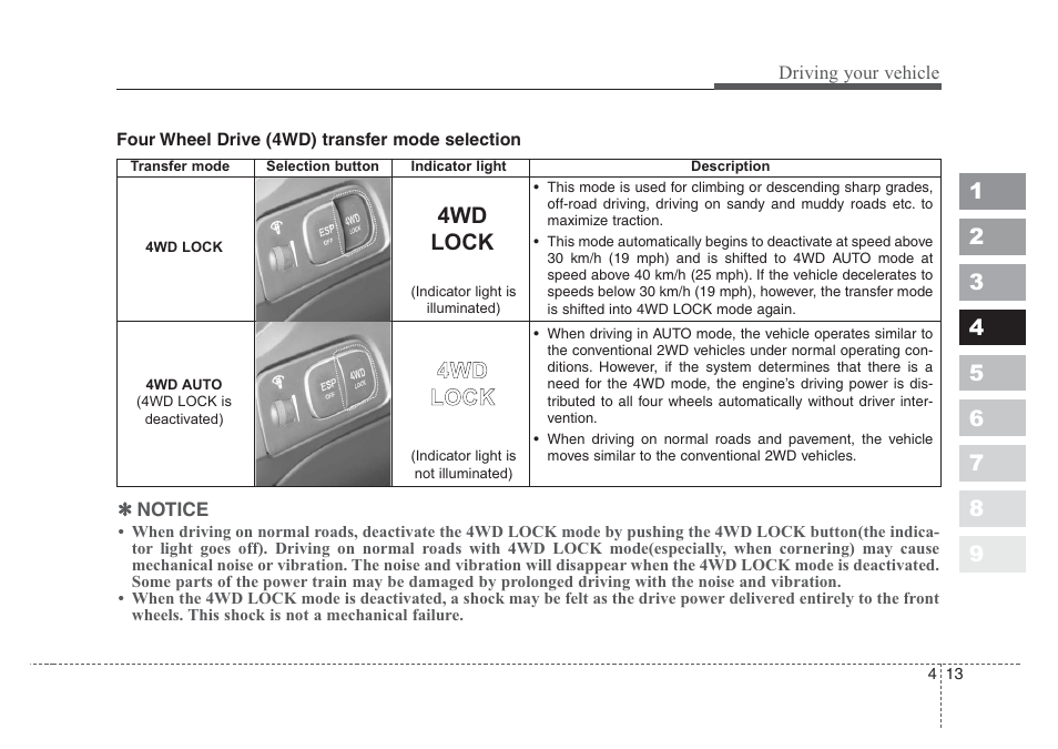 4wd lock | KIA Sportage 2008 User Manual | Page 131 / 350