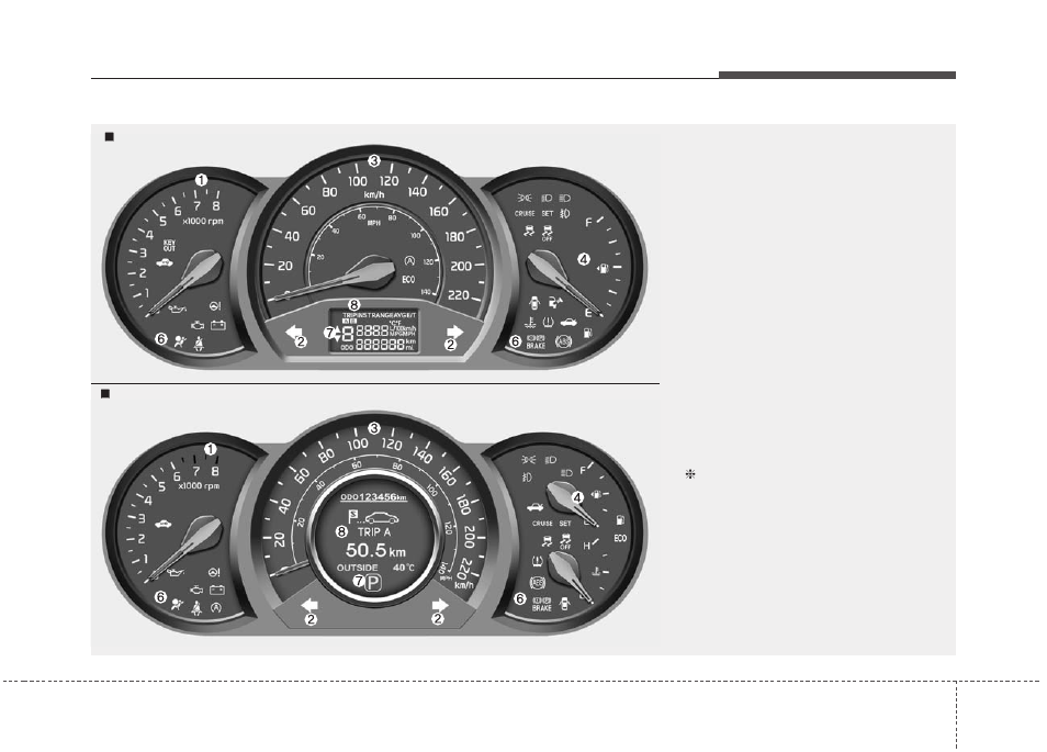 Features of your vehicle, Instrument cluster | KIA Rio_Rio5_Rio 5-Door 2013 User Manual | Page 116 / 385