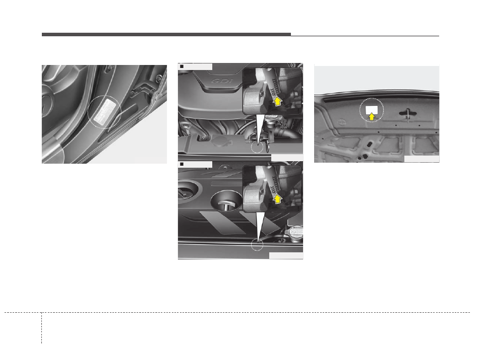 Engine number, Tire specification and pressure label, Refrigerant label (if equipped) | KIA Soul 2012 User Manual | Page 393 / 393