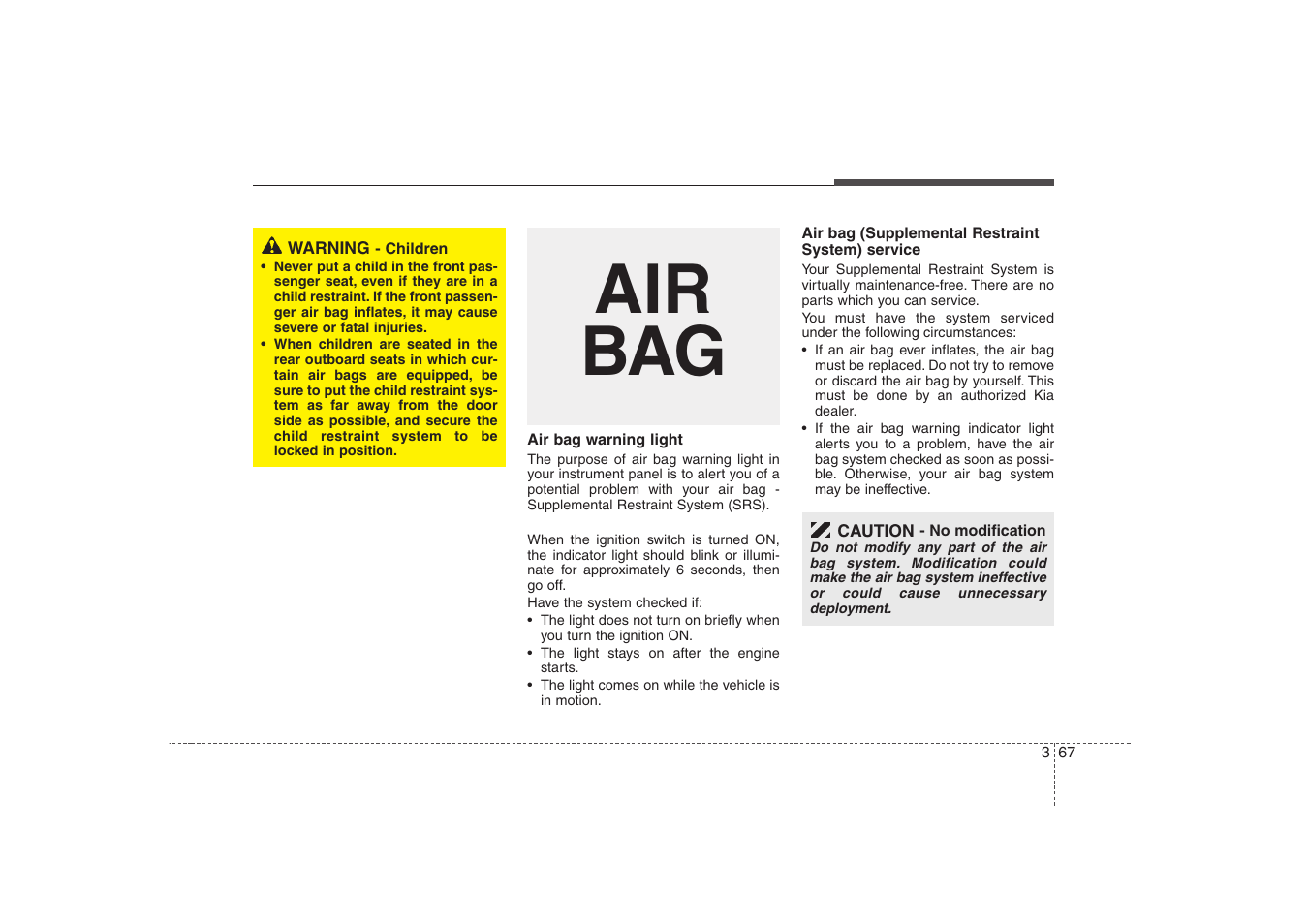 Air bag | KIA Magentis 2008 User Manual | Page 76 / 289