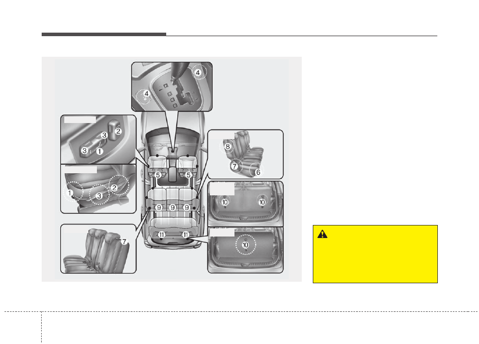 Safety features of your vehicle | KIA Rondo 2013 User Manual | Page 19 / 338