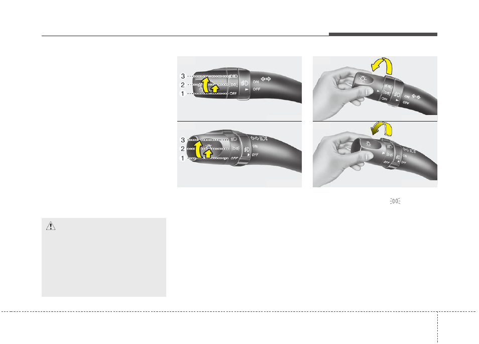 Features of your vehicle, Lighting, Caution | KIA Rondo 2011 User Manual | Page 130 / 338