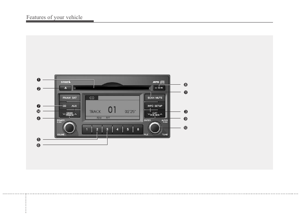 Features of your vehicle | KIA Rondo 2011 User Manual | Page 181 / 338