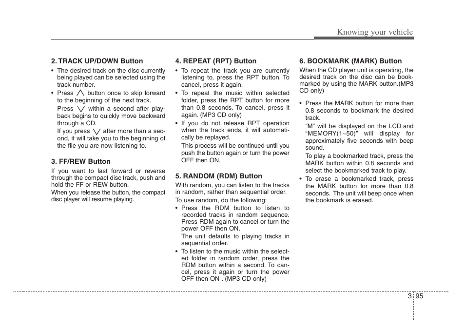 Knowing your vehicle | KIA Rio_Rio5 2008 User Manual | Page 104 / 219